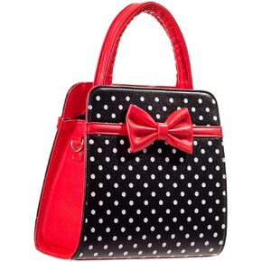 Carla Retro Bag 50s Rockabilly Polka Faux Leather Top Handbag حقيبة يد