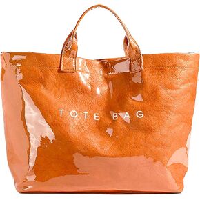 Kraft Paper Tote Bags with PVC Surface for Women Top-handle Bag Vintage Clear Purses Handbag Satchel