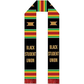 Black Student Union Scarf African American Graduation Stole Scarf with Red Tassels