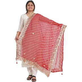 IGH Traditional Bandhani-Style Dupatta with Modern Embroidery Festival Gift Weddings Return Gift Women Choice Dupatta 1 Pcs
