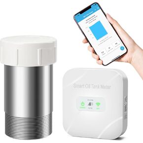 مقياس الزيت الذكي ، شاشة خزان زيت التدفئة Zuomeng Wi-Fi مع اكتشاف متقدم ، معززة الإشارة ، يناسب 138 إلى 500 جالون خزانات عمودية وأفقية