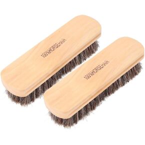Horsehair Shoe Brushes, 2Pcs Soft Cleaning Polishing, for Shoes Boots Leather Items Men&Woman(Log Color Large)
