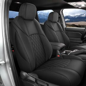 GIANT PANDA Customized Full Set Car Seat Covers for Toyota Tacoma 2016 2017 2018 2019 2020 2021 2022 2023 Crew Cab/Extended Cab/Double Cab Faux Leather - (Black)