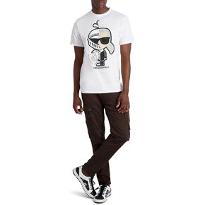 Karl Lagerfeld Paris Men's Karl Knight Printed Graphic Tee Shirt, White, L
