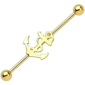 Pierced Owl - 14GA Stainless Steel Nautical Anchor Industrial Barbell