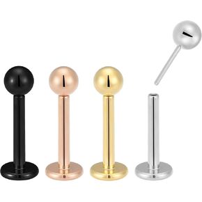 2PCS Titanium 20G 18G 16G Threadless Flat Back Stud Earrings Labret Tragus Cartilage Lip Monroe Conch Body Piercing Jewellery