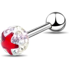 Star-Shaped Tongue Piercing Jewelry Steel Barbell Tongue Nail with Personalized Colorful Zircon Inlaid Star Tongue Piercing Human Puncture Jewelry for Women Men