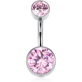 Peaklink Titanium Belly Button Ring 14g Belly Jewelry with Double Cz Deor Bar داخليًا ملولبًا Belly Berly Jewelry Jewelry Belly Belly Percing for Women 10mm