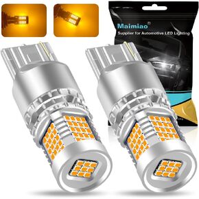7440 T20 W21W مصابيح LED لأضواء الإشارة المنعطف الأصفر العنبر ، Canbus خطأ خالي من Hyper Flash 2016 89SMD 4000LM مصابيح استبدال السيارات المشرقة للغاية (2pcs)