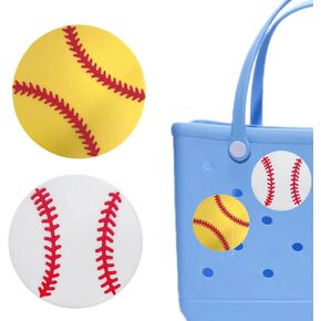 2Pack Baseball Sports Charms for Bogg Bag, Decorative Accessories for Bogg Bags, Bag Charms Compatible with Simply Southern Totes, Insert Decorations for Handbag Beach Tote Bag with Holes