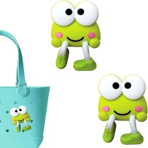 Premium Cute Frog Charms for Bogg Bag, Set of 2 PVC Rubber Inserts, Compatible with Bogg Bag Accessories, Beach Bag Charms Inserts Accessories for Women Girls (B1)