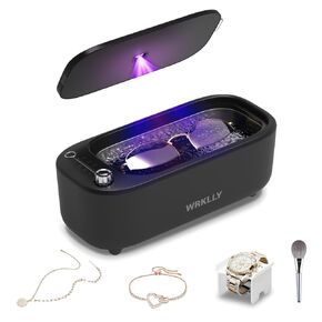 Ultrasonic Jewelry Cleaner, 50KHz 14oz Professional Ultrasonic Cleaner Machine with 4 Timer Modes,304 Stainless Steel Tank for Jewelry, Eyeglasses, Rings, Coins, Watch Strap,Dentures (White)