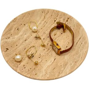 Travertine Purse Bowl Jewelry Dish Decorative Bowl for Rings Keys Candle Tray Natural Marble Catchall for Entryway