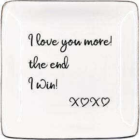 I Love You More the End I Win Jewelry Dish, Love You More Ring Dish Gifts for Her Wife Girlfriend,Romantic Gifts for Her Him, Earring Tray Birthday Chistmas Gift