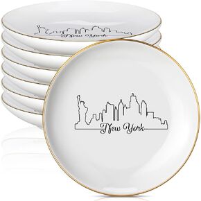 Tondiamo 6 PCS New York City Skyline Jewelry Dish NYC City Trinket Dish Bridesmaid Proposal Jewelry Organizer NYC Travel souvenirs for Earrings Necklaces Bracelet Key Wedding Gifts