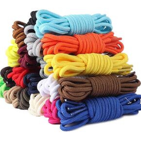 12 Pairs Round Boot Laces Durable Shoelaces for Boots, Work Boots & Hiking Shoes (Random Assorted Colors)