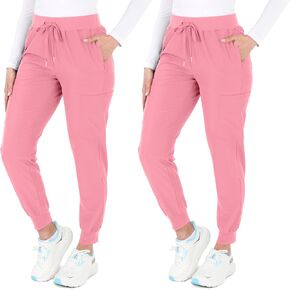 READY SET SCRUBS - Scrub Pants for Women - 2 Pack - Cargo Jogger Pants Set with 8 Pockets - Yoga Waistband - Soft & Stretchy
