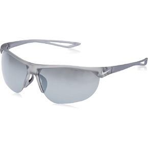 Nike Golf Cross Trainer Sunglasses, Matte Crystal Wolf Grey/White Frame, Grey with Silver Flash Lens