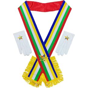 OES Masonic Sash & Gloves Set - 5 Color - Order of Eastern Star Regalia