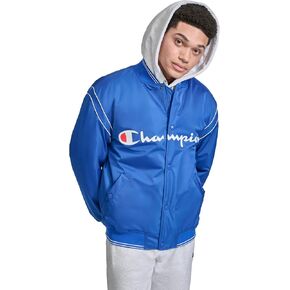 Champion Men's Satin Varsity Bomber Jacket with Logo
