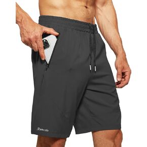 Men's Running Shorts with Zipper Pockets Lightweight Workout Shorts for Men Athletic Gym Casual