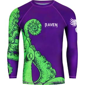 Raven Fightwear Men's Kraken Octopus BJJ Rash Guard MMA Purple/Green