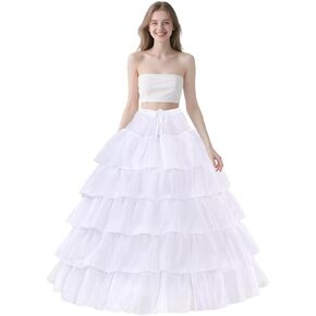 baotongle 4 Hoop Women's Crinoline Petticoat Skirt Lightweight Taffeta Underskirt for Wedding Dresses Bridal Gowns Formal Occasions White