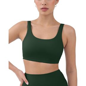 PAVOI ACTIVE Buttery Soft Sports Bras for Women - High Support Low Scoop Neck U Back Padded Yoga Gym Workout Bra - FlexFlow