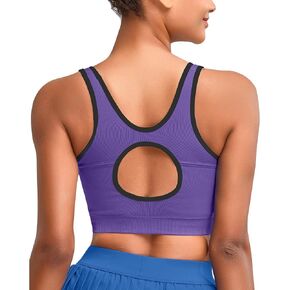 RUNNING GIRL Womens Workout Seamless Bra, Push Up Ribbed Sports Bras for Women Supportive Moulded Cup Racerback Yoga Bra
