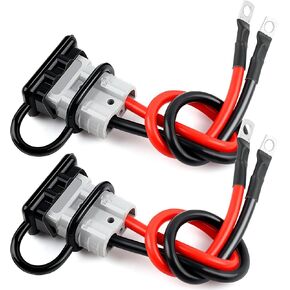 Delgada 50a بطارية Quick Connect/Disconnect 50amp Power Connector مجموعة مع كابلات بطارية 8AWG 0.98 قدم ومحطات O-type (1/4 "/6 مم) لمقطورة الرافعة الشوكية