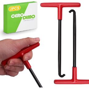 2 Pieces Exhaust Spring Puller Tool, T Handle Spring Hook Tool for Motorcycle, Dirtbike, Trampoline, and Machine Maintenance, Snowmobile Pipe Hook, Heavy Duty Spring Remover Tool