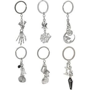 Gothic Horror Skull Halloween Keychain - Cross Pumpkin Ghost Key Chains Halloween Gifts for Women Men DIY Jewelry