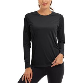 KEFITEVD Women's UPF 50+ Sun Protection Rash Guard Long Sleeve Crew Neck Quick Dry Workout Shirts for Running Yoga Swimming