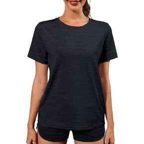 Womens Short Sleeve T Shirts Dry Fit Athletic Shirts Lightweight Workout Training Crewneck Outdoor Tops 2025 Summer