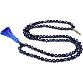قلادة غولدستون غولدستون الهادئة | حلق شقرا | Aquarius Birthstone | 8mm ، 108 حبات