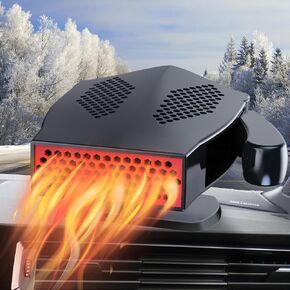 Car Heater - 12V Car Heaters 200W Portable Heater for Car, Car Heater That Plugs Into Cigarette Lighter, Car Defroster Windshield Demister, Auto Defogger 360° Rotatable With Ergonomic Handheld Handle