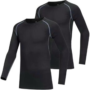 2 Pack Youth Boys & Girls Long Sleeve Compression Shirts Sports Base Layer for Kids Cold Gear