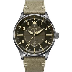 AVI-8 Mens 43mm Hawker Hurricane Kent Pilot Automatic Watch مع جلد أو حزام من الفولاذ المقاوم للصدأ AV-4094