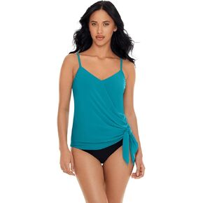 MagicSuit Women's Solid Alex V-Neck Tankini Top with Underwire Bra and Adjustable Straps