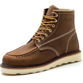 Work Boots for Men - 6 Inch Wedge Soft Toe Mens Work Boots, Waterproof Construction Work Shoes