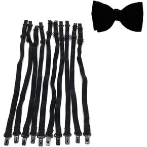 QUUPY 10PCS DIY Accessories Black Adjustable Bowknot Bow Tie Elastic Strap Extender Bands for Lengthen the Bow Tie