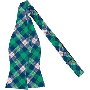 Jacob Alexander Men's Tartan Plaid Pattern Traditional Freestyle Self-Tie Bow Tie - Green Blue White