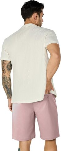 Susclude Mens Shorts Casual 9" Elastic Waist Drawstring Shorts for Men Summer Beach Sweat Shorts with Zipper Pocket in Kuwait