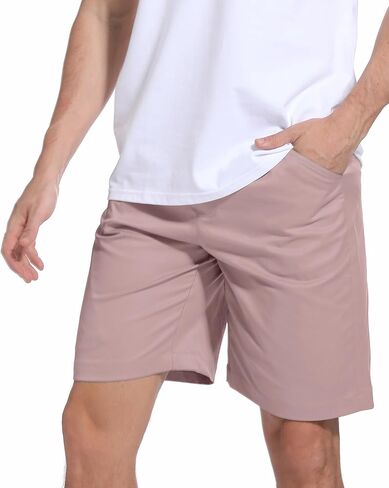 Susclude Mens Shorts Casual 9" Elastic Waist Drawstring Shorts for Men Summer Beach Sweat Shorts with Zipper Pocket in Kuwait