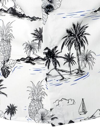 JOGAL Men's Flower Cotton Button Down Short Sleeve Hawaiian Shirt in Saudi Arabia