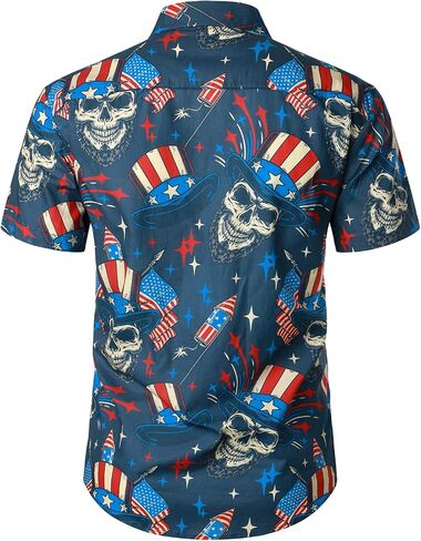 JOGAL Men's Flower Cotton Button Down Short Sleeve Hawaiian Shirt in Saudi Arabia