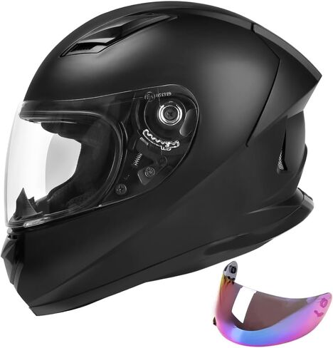 DOT Lightweight Full Face Motorcycle Street Bike Helmets with Extra Tinted Visor for Adults Men and Women, DOT Approved(Matte Black,M) in Saudi Arabia