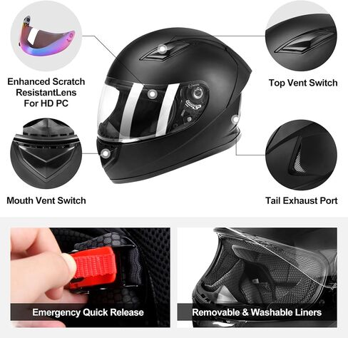 DOT Lightweight Full Face Motorcycle Street Bike Helmets with Extra Tinted Visor for Adults Men and Women, DOT Approved(Matte Black,M) in Saudi Arabia