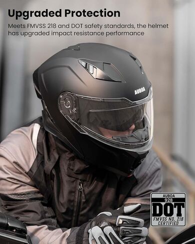 Modular Motorcycle Helmets for Adults Men Women Dual Visor Flip up Full Face Dot Helmet Casco Moto Model 928 (Matte Black, L) in Kuwait