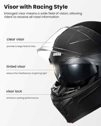 Modular Motorcycle Helmets for Adults Men Women Dual Visor Flip up Full Face Dot Helmet Casco Moto Model 928 (Matte Black, L) in Kuwait